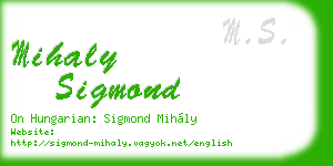 mihaly sigmond business card